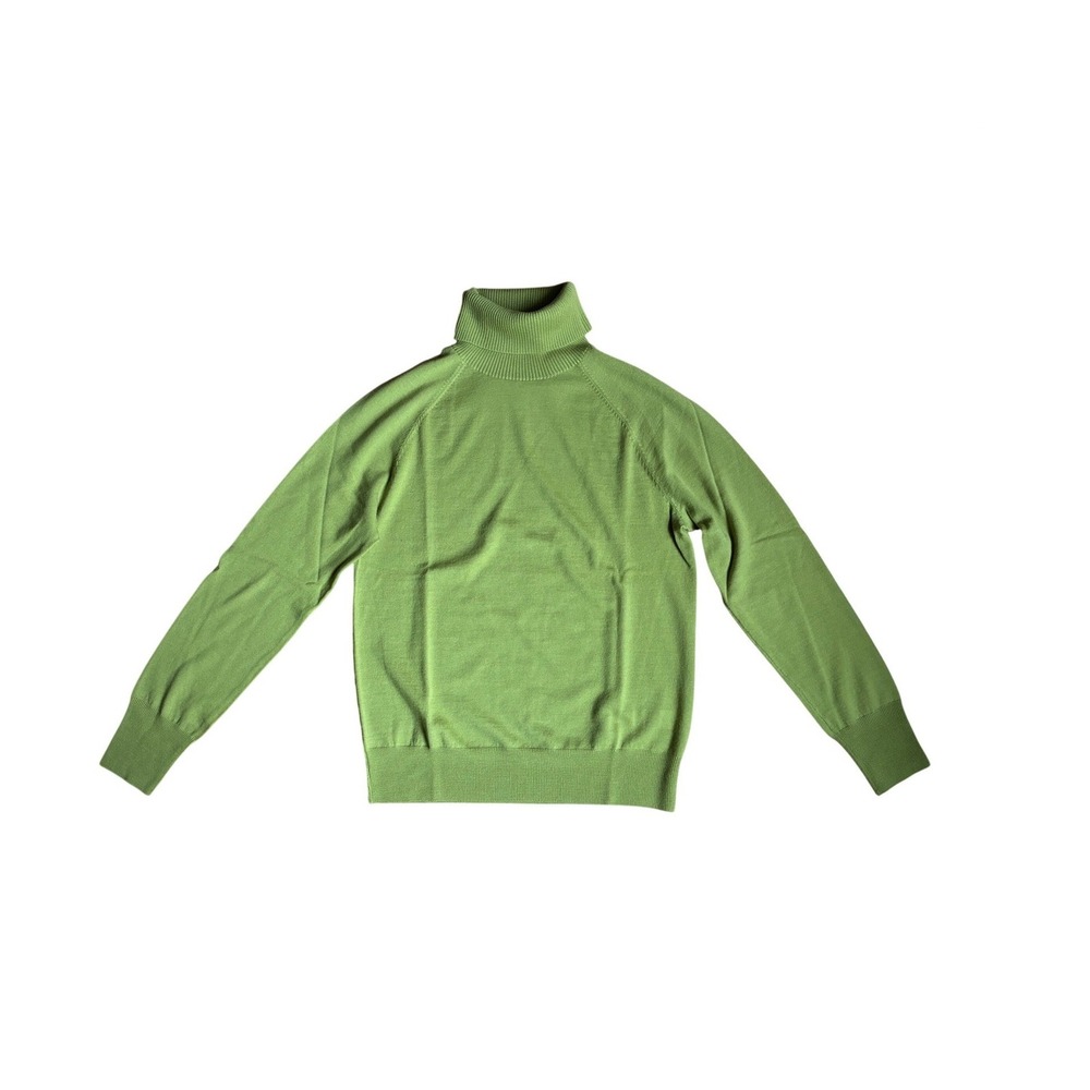 J.Crew Womens Chartreuse Green 100% Merino Wool Turtleneck Sweater L Classic